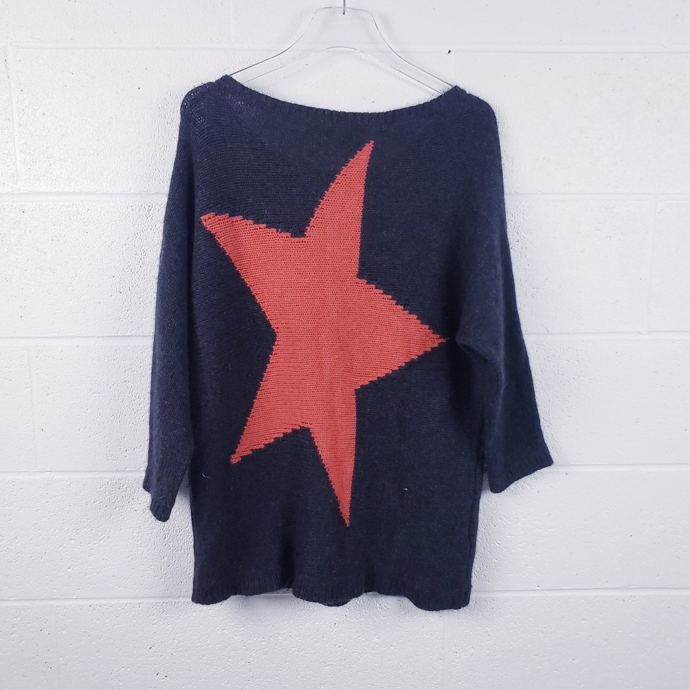 360CASHMERE Sweater Gray Knit Wool Cashmere Star‎ Pullover 21344 Size Large